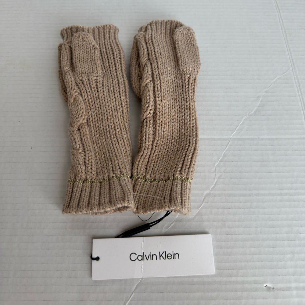 Calvin Klein Beige Convertible Mittens Fingerless Gloves